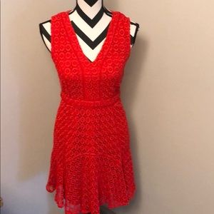 Red V-neck sleeveless dress